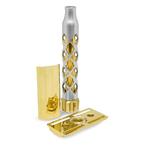 The Goodfellas  Smile  the VALYNOR Double Edge Safety Razor - CNC Machined Brass and Aluminum - Delivers a Close and Comfortable Shave - Made by Hand 
