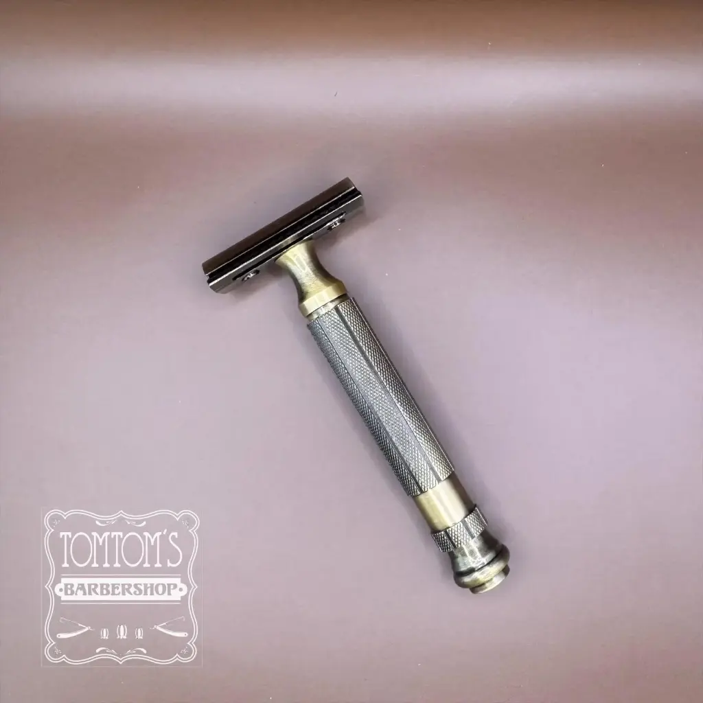 [DE-PEARL-L55-AB-001] Pearl Shaving L-55 – Rasoir DE Laiton Antique