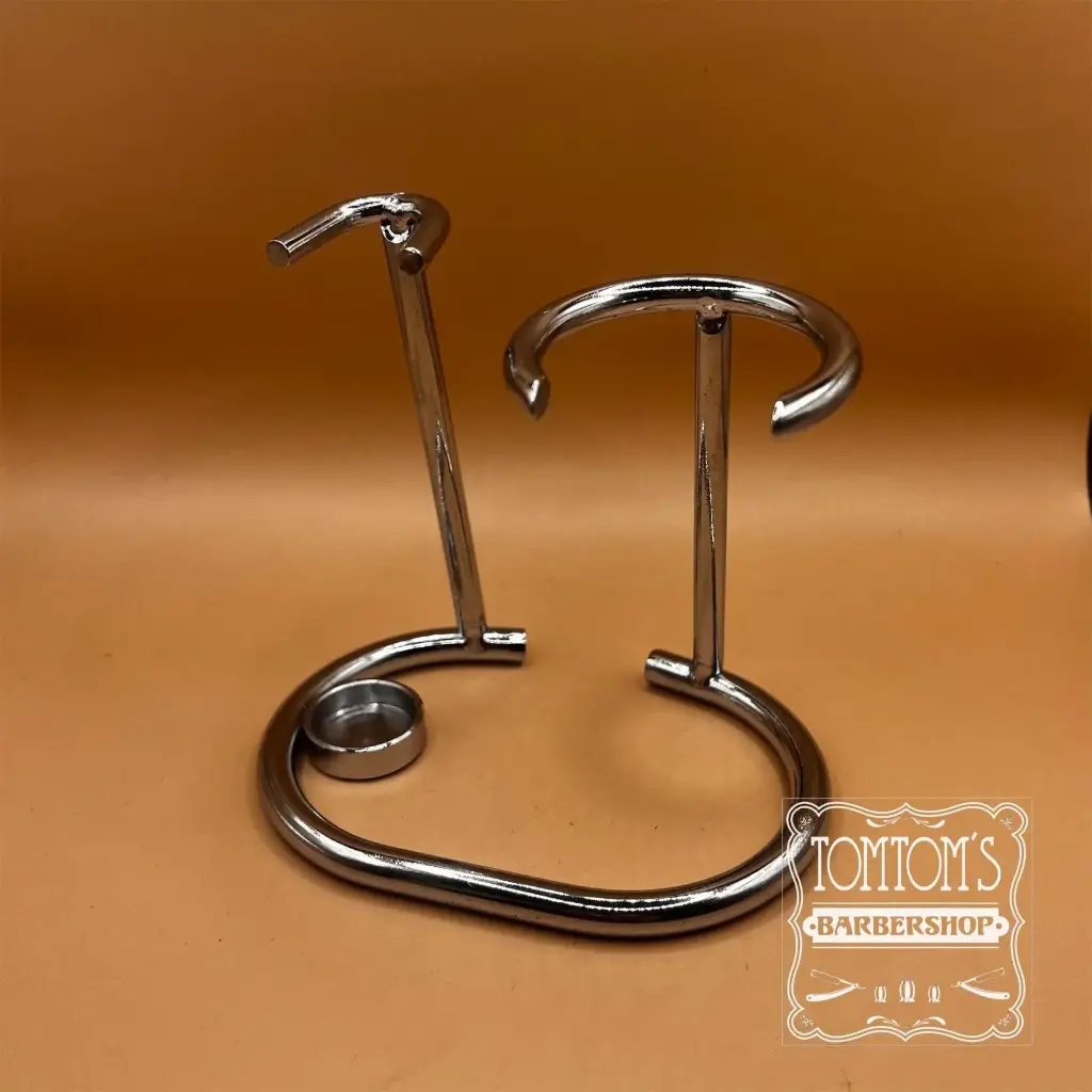 Support pour rasoir de sécurité et blaireau – finition chromée