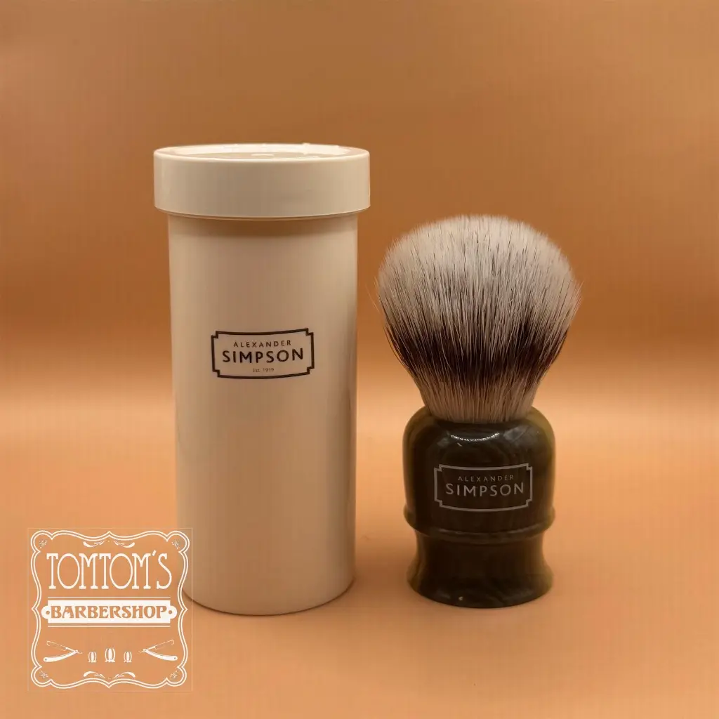 Simpson synthetic shaving brush with travel tube Highbury Faux Ebony Marble S